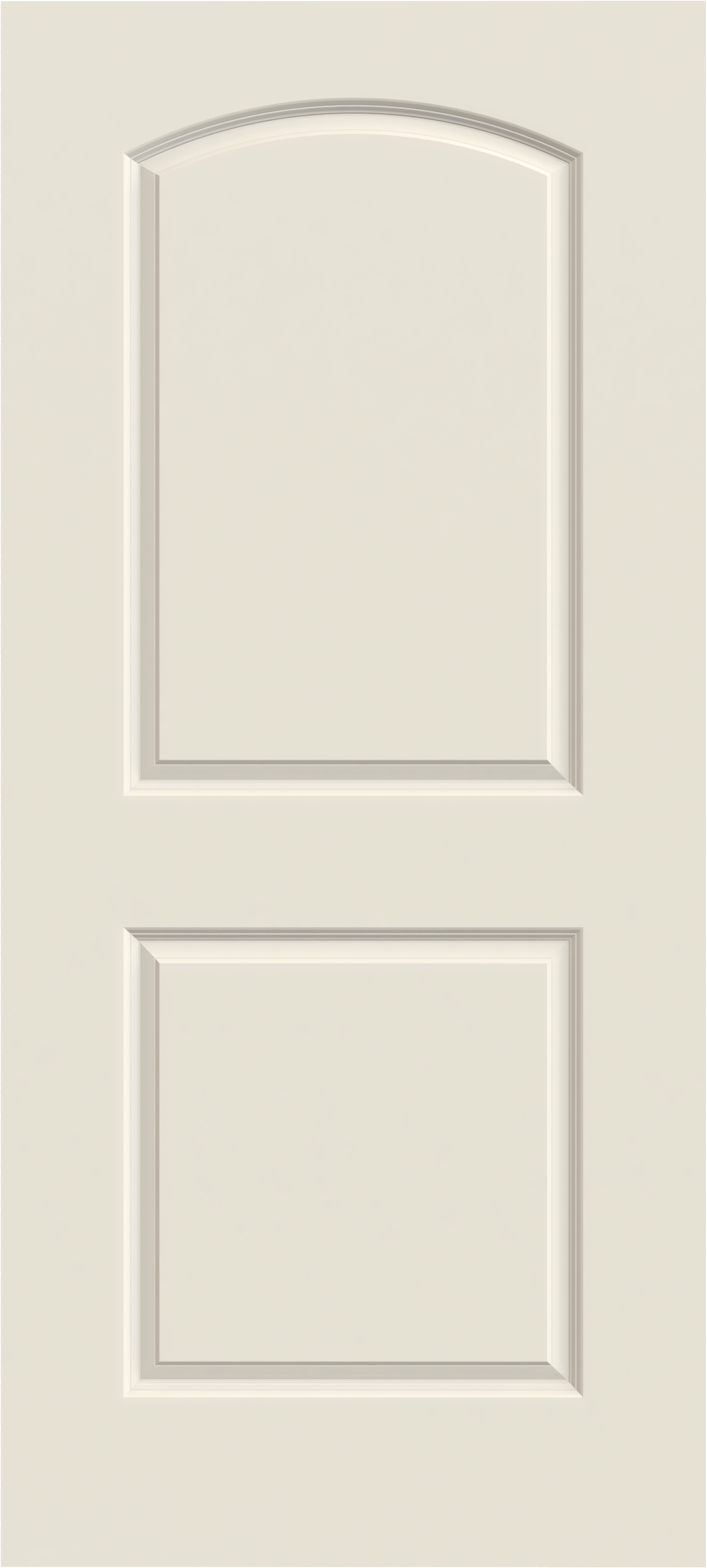 Raised-panel interior door features three-dimensional molding for added depth and an elegant arch in the top panel