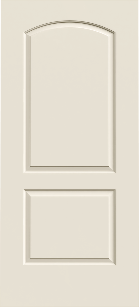 Raised-panel door for home’s interior features an arched and a square panel, creating an elegant, traditional look