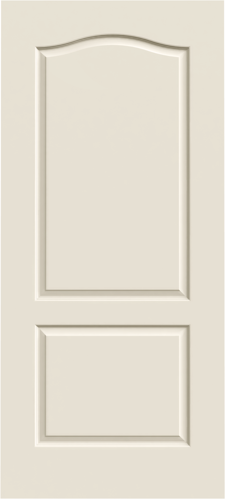 Raised-panel door for home’s interior features a square panel, topped by an elegantly arched panel
