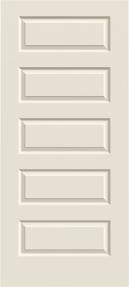 Raised-panel door for home’s interior features five rectangular panels for a sleek, contemporary look