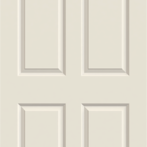 Raised-panel door for home’s interior features a classic six-panel design and a smooth surface